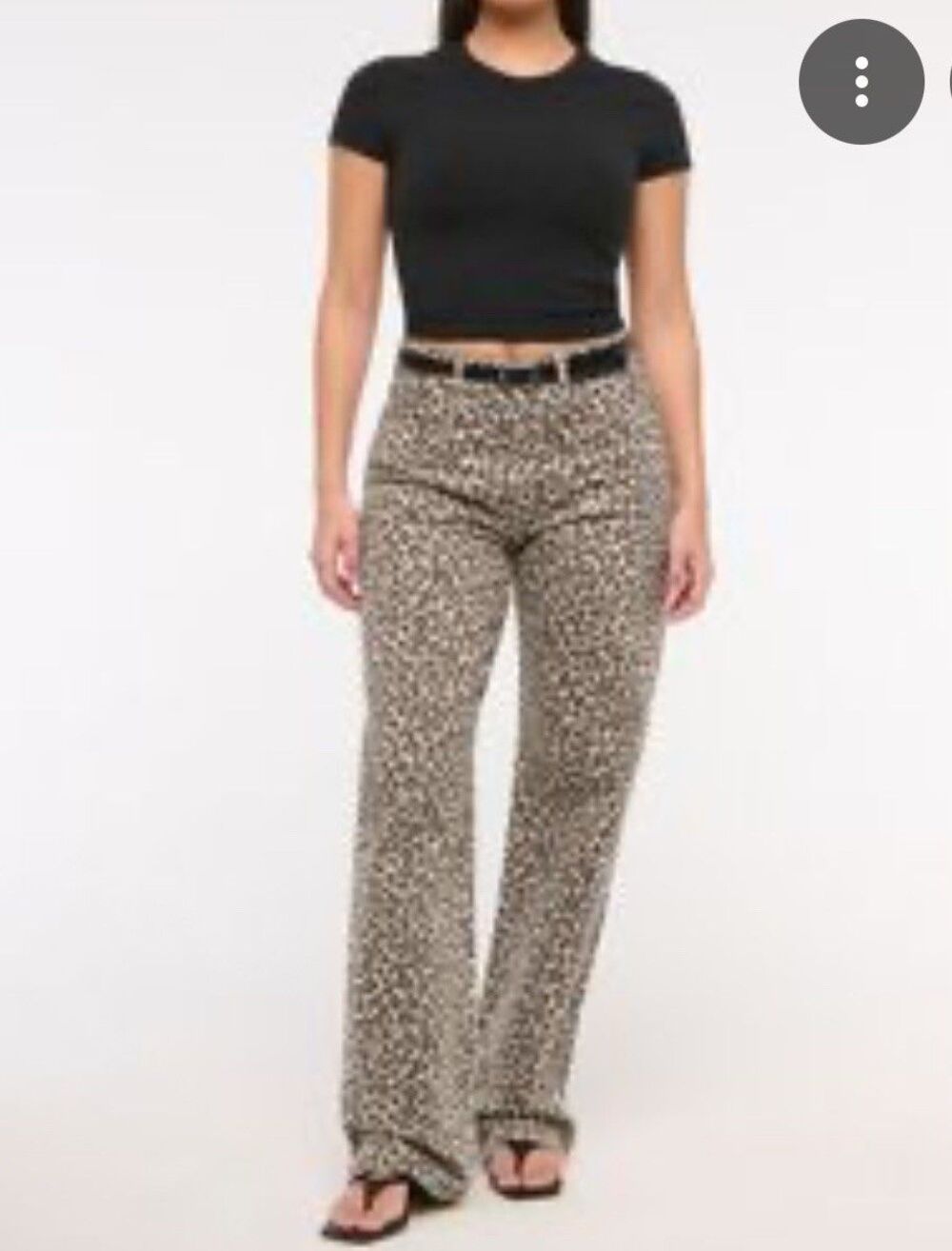 Abercrombie & Fitch Leopard Print Wide Leg Jeans - Black & Tan